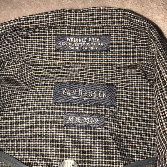 Van Heusen Medium 15-15.5โ button down blue tan white ๐ - Picture 4 of 6